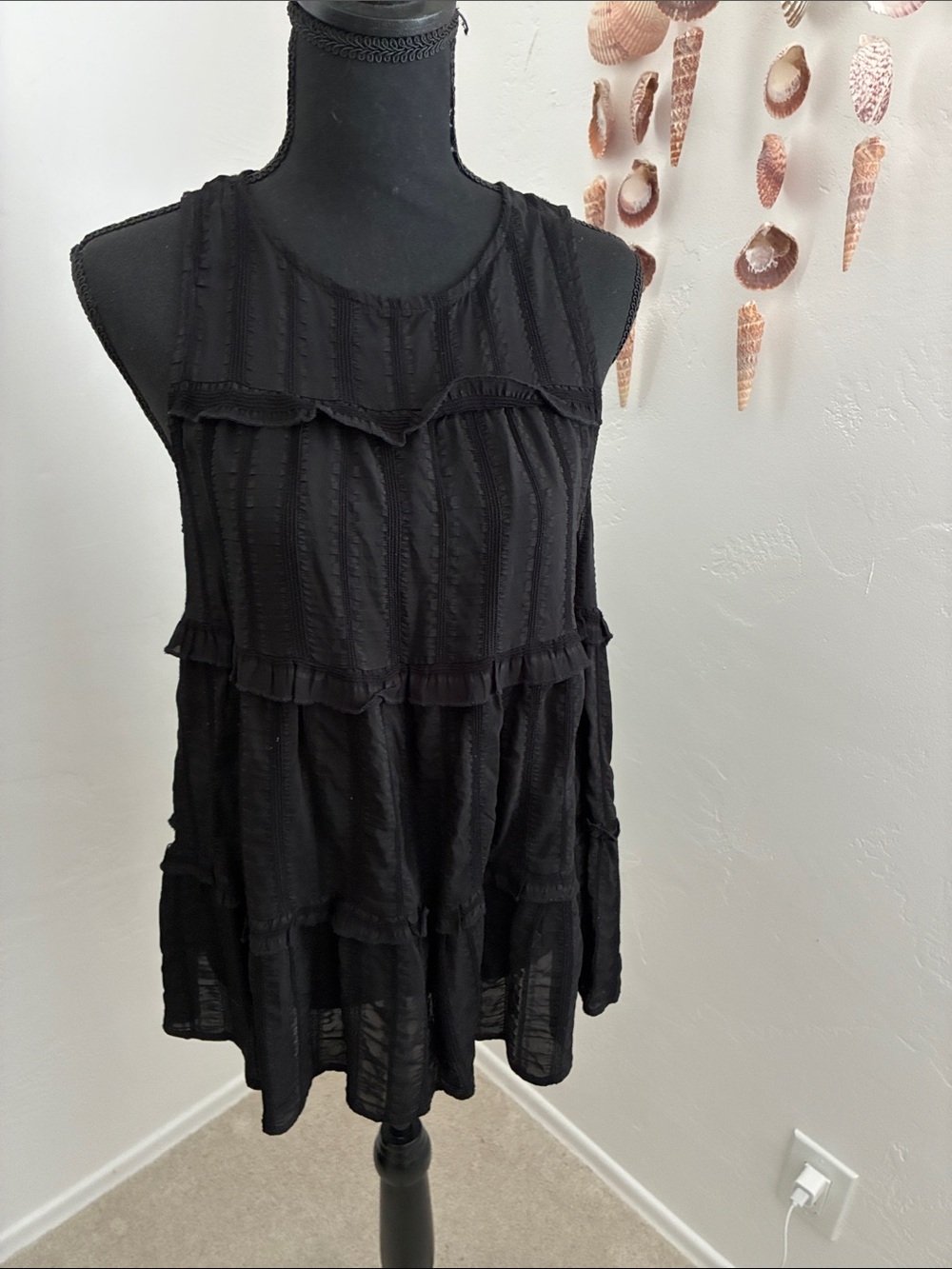 Topshop Black Tiered Ruffle Sleeveless Camisole